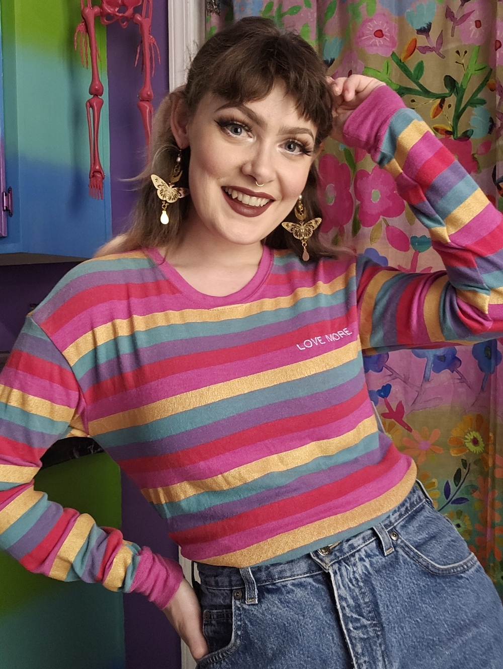 Spiritual Gangster Rainbow Stripe Love More Savasana Pullover - Picture 9 of 10